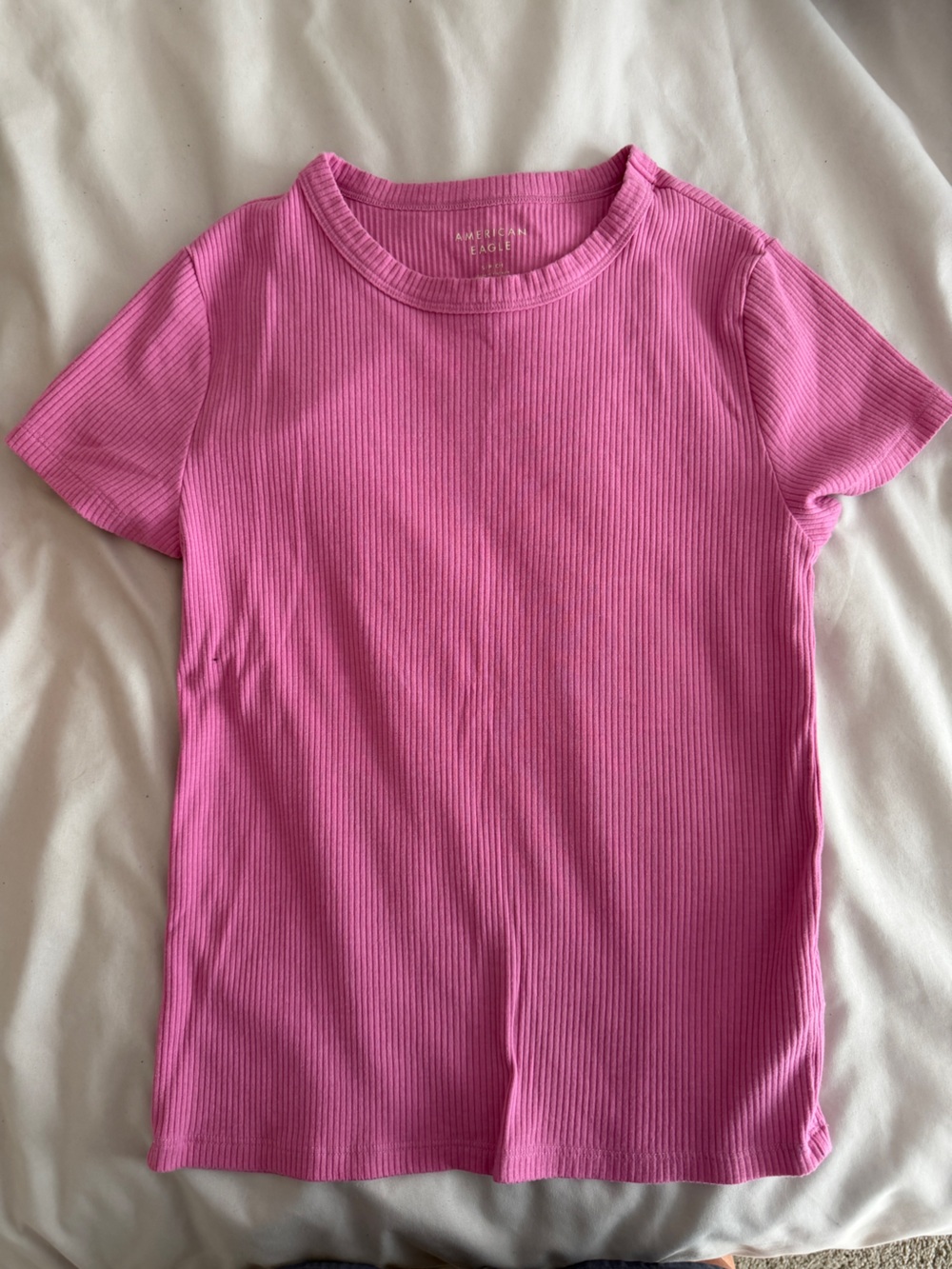 American Eagle Outfitters Pink Ribbed Short Sleeve Tee